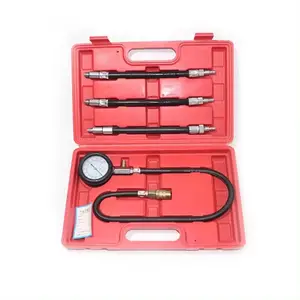 Set tes pengukur kompresi untuk silinder mesin, penguji diagnostik dengan 4 selang jangkauan panjang M10 M12 M14 0-6. 300 PSI