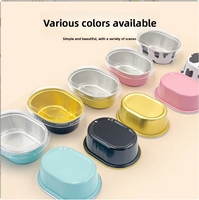 79*58*26mm 60ml Jetable Feuille D'aluminium Pan Ovale Motif De Qualité Alimentaire Plateau Boîte Emballage Efficace pour Desert Baking Container