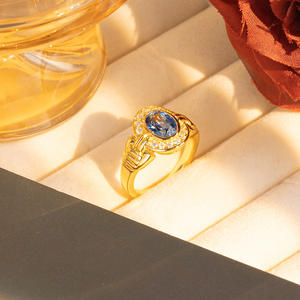 Bague en saphir 1,5 carat plaqué or, pierres précieuses de laboratoire, bijoux de mode, bagues en argent sterling pour filles et hommes - Product Image 5