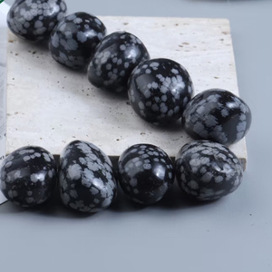 Pierre gemme naturelle en gros, obsidienne flocon de neige, pierre roulée polie, cristal noir et blanc en vrac pour la décoration - Product Image 5
