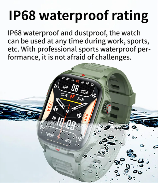 HW82 Smart Watch Men for Man Outdoor Use 2.01inch Color Screen BT Call 2026 for Android IOS IP68 Waterproof Smartwatch