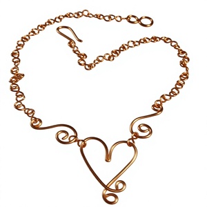 Copper Luxury Heart-Shaped Pearl Necklace with <b>Rope</b> <b>Chain</b> Handmade for Wedding & Daily Use - Product Image 1