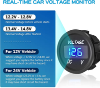 Dudukan Panel pengisi daya mobil QC 3.0, dudukan telepon 4-in-1 12-24v dengan Voltmeter LED dan Soket Daya