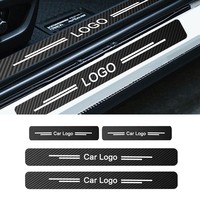 Protecteurs de seuil de porte en fibre de carbone avec logo personnalisé pour Dodge pour Ram décalcomanies en vinyle anti-rayures avec autocollants de voiture en texture de cuir