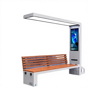 Modern Solar LED Light <b>Bench</b> Wireless Charging USB Port Eco-Friendly Durable 4-Seater Stainless- Steel Outdoor Patio <b>Bench</b> for - Product Image 2
