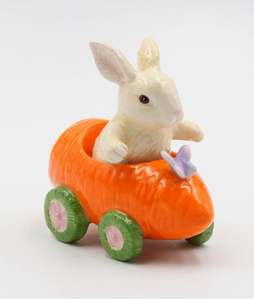 Nuovo coniglietto in ceramica Fine sul carrello di carote sale & e pepiera, 4 1/4 "<span class=keywords><strong>L</strong></span> Set sale e pepe, multicolore - Product Image 1