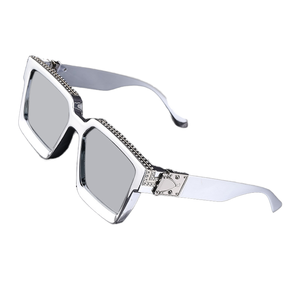 Gafas de Sol Cuadradas Retro Vintage Personalizadas para Hombre QISHANG, UV400, Anti Luz Azul, Montura Completa Dorada y Blanca, Gafas de Moda para Exteriores 2024 - Product Image 1