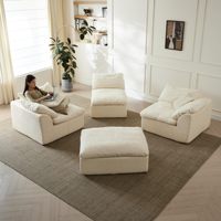 Canapé convertible moderne en L, à assise profonde et inclinable, sans structure, surdimensionné 3 places, en tissu chenille écologique compressé