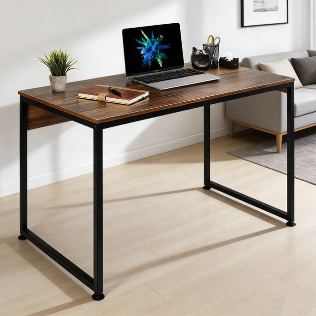 WD WD2647 2026 Modern Simple Computer Desk Sturdy Metal Frame Wooden Top Home Office Study Writing Table Small Space Bedroom