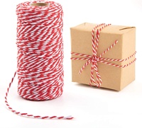 OKAY Vente en gros de ficelle de coton rouge et blanche de 2 mm, certifiée SGS, à 3 brins torsadés, écologique, cordon en macramé pour vêtements et textiles de maison
