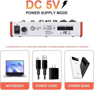 <span class=keywords><strong>Mezclador</strong></span> de Audio USB Profesional NGVM MW-4 de 4 Canales con Alimentación Phantom de 48V, Portátil para DJ/En Vivo/Grabación/Canto Karaoke - Product Image 6