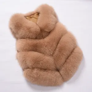 Nieuwe 4 Rijen Jas Vrouwen Top Zachte Dikke Echt Bont Vest Winter Mode Echte Fox Fur Gilet