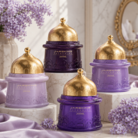 Pot à Bakhoor de Luxe 200ml en Verre, Pot à Bakhoor Personnalisable en Verre Rouge Style Arabe, Pot à Poudre Parfumée, Fournisseur d'Étiquettes Privées