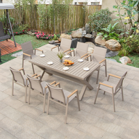 Ensemble de table et de chaises de salle à manger extensible pour l'extérieur, meubles de jardin, ensemble de salle à manger en aluminium pour patio, pour appartement, hôtel, restaurant