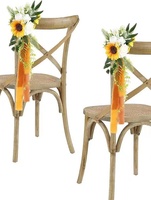 Décorations d'allée de mariage, fleurs de banc, roses artificielles, décoration de chaise, célébration religieuse, accessoires floraux pour mariage