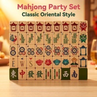 Tuiles de Mahjong en Acrylique Style Chinois, 4 Couches, Boîte en Carton Portable avec Fonction Musicale, Idéal pour le Divertissement à Domicile
