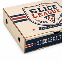 Caja de Pizza para Llevar con Logotipo Personalizado al por Mayor, Contenedor de Pizza de Papel Corrugado Ecológico para Restaurantes Locales