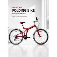 Vélo de montagne pliable pour adultes de 26 pouces avec double suspension, 21 vitesses, fourche en acier, système de freinage double V avec roulement à billes