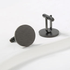 Simple High Quality Blank Brushed Cufflinks Round Shape Stainless Steel Man Cufflinks Stylish Cufflinks for <b>Men</b> - Product Image 6