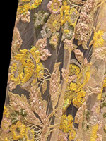 Tissu en dentelle française de luxe élégant, couleur jaune, broderie africaine, tulle, sequins superposés multicolores, pour vêtements de mariage