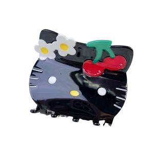Miel flor dibujos animados lindo <span class=keywords><strong>Hawaiano</strong></span> Hello Cat Clip piel negra ácido acético pinza para el pelo dulce niña niños - Product Image 3