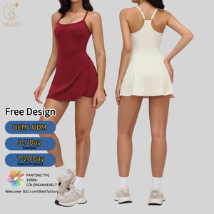 กระโปรงโยคะผู้หญิงแบบเปิดหลัง น้ำหนักเบา ยืดหยุ่นสูง กางเกงซับในป้องกันโป๊ ระบายอากาศดี ชุดเทนนิสลำลอง มีกระเป๋า เหมาะสำหรับฤดูร้อน - Product Image 1