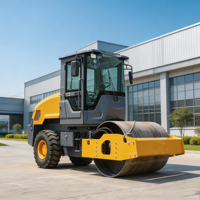 Compacteur de sol lourd à tambour unique de 6 tonnes avec moteur diesel pour travaux de fondation