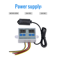 XK-W1099 DC12V/DC24V/AC110V ~ 220V double Thermostat numérique contrôleur d'humidité serre oeuf incubateur contrôleur d'humidité