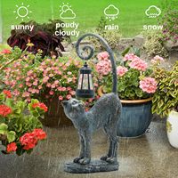 Neues Design Harz-Katzen-Skulptur mit Solar-Laterne Handgefertigt & Handbemalt