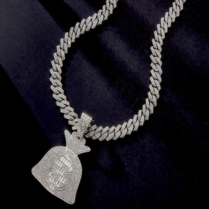 Personal isierte Ice Candy Diamond Dollar Münze Geldsack Anhänger Diamond Cuban Halskette Hip Hop Rap Schmuck