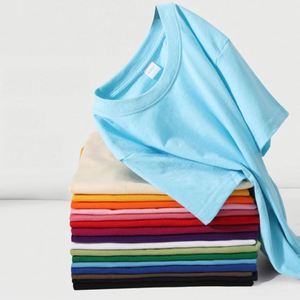 Design Factory Wholesale Men's T-Shirts 300G Pure Cotton Custom Logo Solid Color Half Short Sleeved Long Knitted T-Shirt - Product Image 1