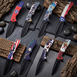 Juego de Navajas Plegables Impresas en 3D con Diseño de Águila y Bandera de Estados Unidos, Hoja Negra, Rompecristales, Abrebotellas, EDC - Product Image 6