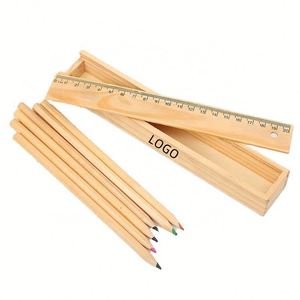 Hot Sale Custom logo Stationery Ruler Factory Custom Ruler Wooden Box <b>Set</b> Gift Wood Ruler - Product Image 1