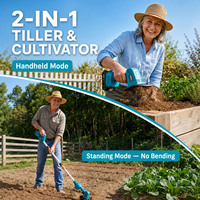 Motoculteur sans fil 2-en-1 20V, rotoculteur de jardin portatif avec tige extensible, léger (4,9 lb) pour le désherbage
