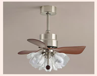 Ventilateur de plafond moderne de 28 pouces avec télécommande, LED, 3 pales en métal, abat-jour en forme de fleur pour salle à manger, salon intérieur