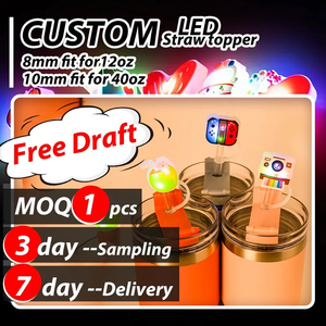 Vendita calda 8mm riutilizzabile a prova di schizzi di bere graziosa copertura di paglia di formaggio panda all'ingrosso incandescente nel buio cappello di paglia a LED - Product Image 6