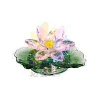 Ornement en quartz clair en forme de lotus, décoration d'intérieur de style chinois, emballé individuellement, cadeau pour voitures ou amis, mariage et anniversaire