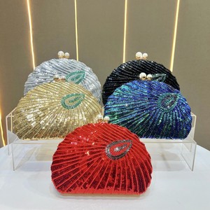 Cross-border Trend Shape Polyester Evening <b>Bag</b> Beaded Embroidery <b>Sequins</b> Closure Shoulder/Crossbody Convertible for Tanjing - Product Image 4