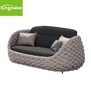 أريكة كينج ميك المريحة ذات المقعدين للاستخدام الخارجي في المقاهي، سرير أريكة مع كراسي فردية، أريكة استرخاء بحبل EQ مع طاولة قهوة - Product Image 3