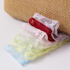 Yeni Tasarım HB021 1.5 inç Polyester Nakışlı Dantel File 50Y Kelebek Fiyonk Desenli Çiçek Paketleme İçin İşlemeli - Product Image 3