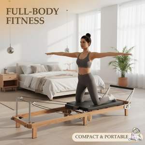 CZFIT Y005 Reformer de Pilates pliable en chêne massif pour la maison - Portable, durable, certifié CE, ressorts réglables, pour la santé et le renforcement musculaire - Product Image 2