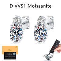 Boucles d'oreilles clous ovales en moissanite certifiée GRA en argent sterling S925, couleur D, haute brillance, bijoux en moissanite, vente en gros personnalisée directe usine