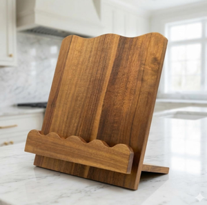 Porte-livres décoratif unique <span class=keywords><strong>de</strong></span> haute qualité en bois d'acacia massif à bords festonnés, support pour <span class=keywords><strong>livre</strong></span> <span class=keywords><strong>de</strong></span> <span class=keywords><strong>cuisine</strong></span> en bois pour comptoir <span class=keywords><strong>de</strong></span> <span class=keywords><strong>cuisine</strong></span> - Product Image 6