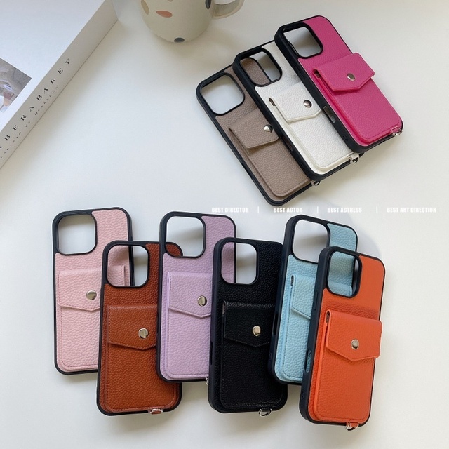 Leather Business Simple Luxury IPhone16 Phone Case for Apple 15promax Card Case Solid Color 14/13 12p Mobile Phone