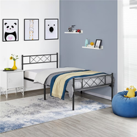 Lit double moderne Hengli en métal réglable, tailles Twin/Full/King/Queen, durable, garantie 1 an, portable, pour hôtel, chambre, appartement, école