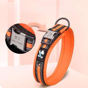 맞춤형 조절 가능한 고급스러운 우아한 나일론 개 목줄 단색 패턴 버클 반사 소프트 고내구성 개인화 - Product Image 3