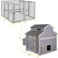 Poulailler Moderne Extra Large en Bois pour l'Extérieur, Cage à Volailles avec Nichoirs, Toit en Bois Imperméable, Facile à Nettoyer, Multiples Compartiments