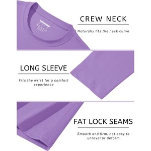 T-shirt à manches longues pour homme TACVASEN, col rond, 100% coton, respirant, tricoté, uni, basique, sous-vêtement, coupe confortable - Product Image 6