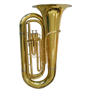 <span class=keywords><strong>Tuba</strong></span> Bb à 3 pistons en laiton, finition laquée or/nickelée, instrument en laiton pour étudiant avec étui, embouchure et accessoires - Product Image 1