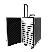 Valise de présentation de bijoux de luxe sur mesure, grande taille, professionnelle, en aluminium, avec doublure en velours, 4 roues pivotantes